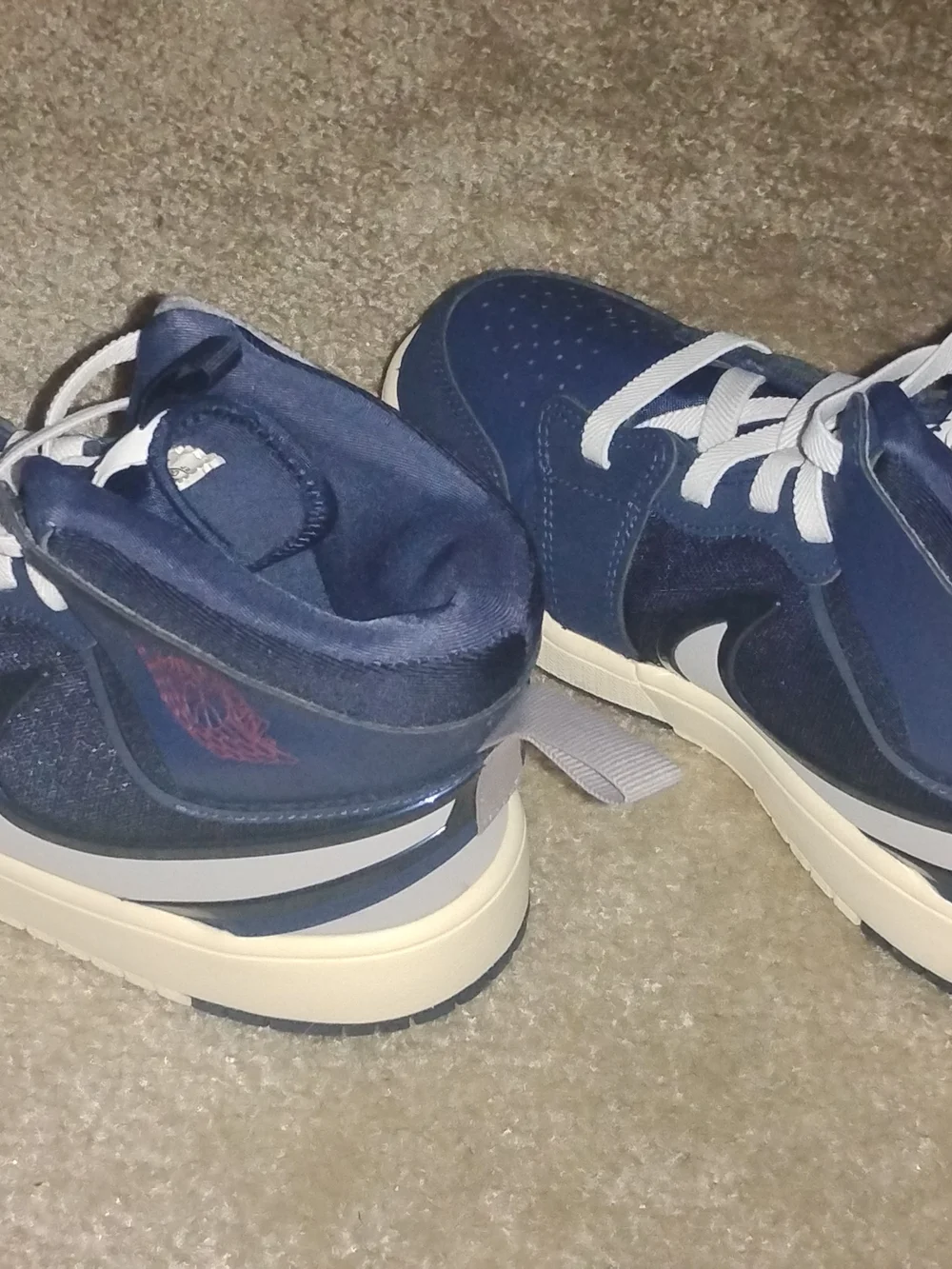 Jordan Boys Navy and White High-Top Sneakers